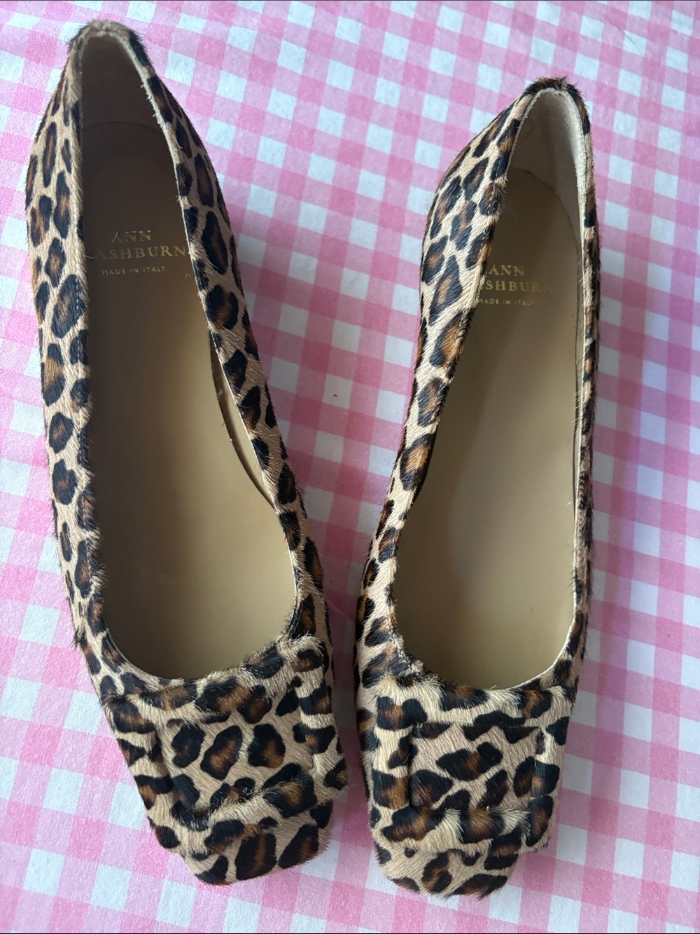 ANN MASHBURN Leopard-Print Square-Toe Flats